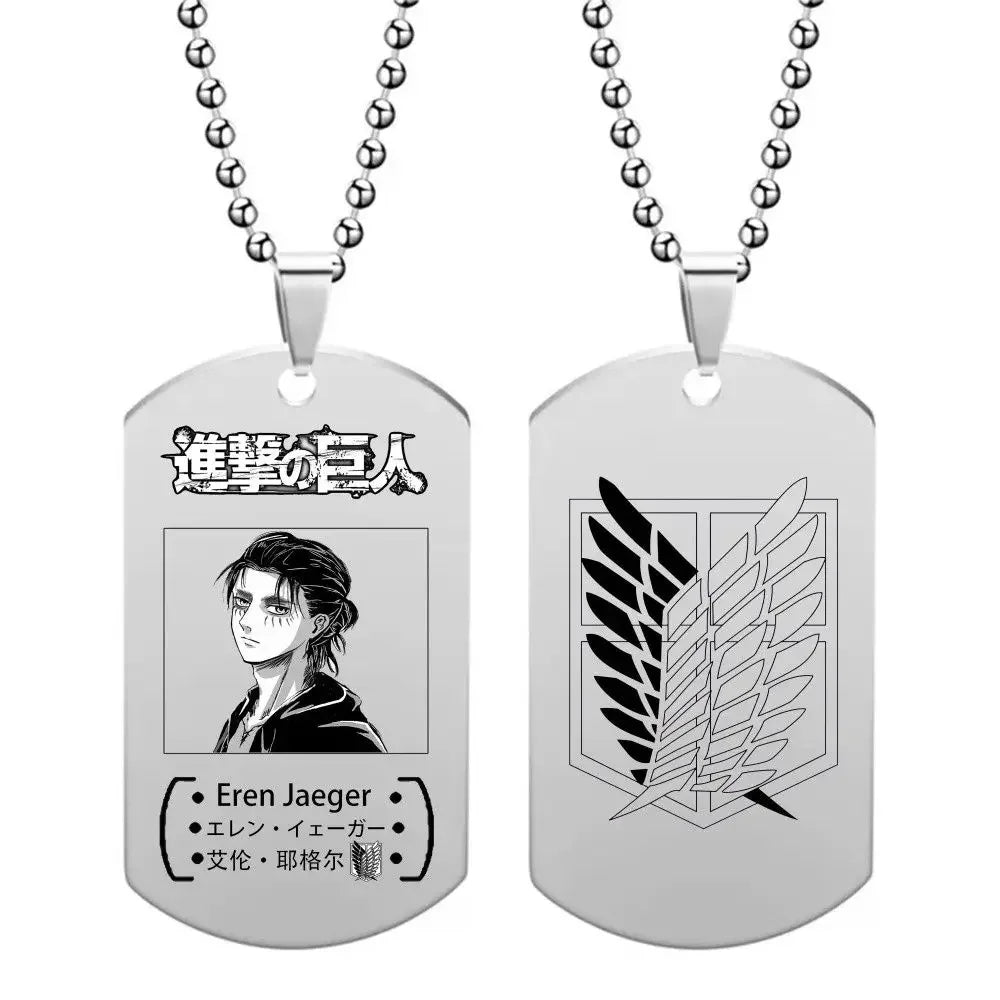 New Attack on Titan Levi Ackerman Hans Zoe Titanium Steel Necklace Retro Punk Accessories Anime Fashion Trend Pendant Gift