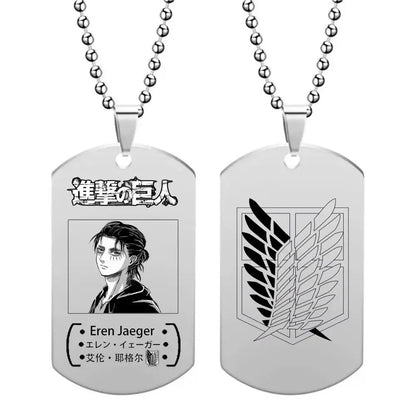 New Attack on Titan Levi Ackerman Hans Zoe Titanium Steel Necklace Retro Punk Accessories Anime Fashion Trend Pendant Gift