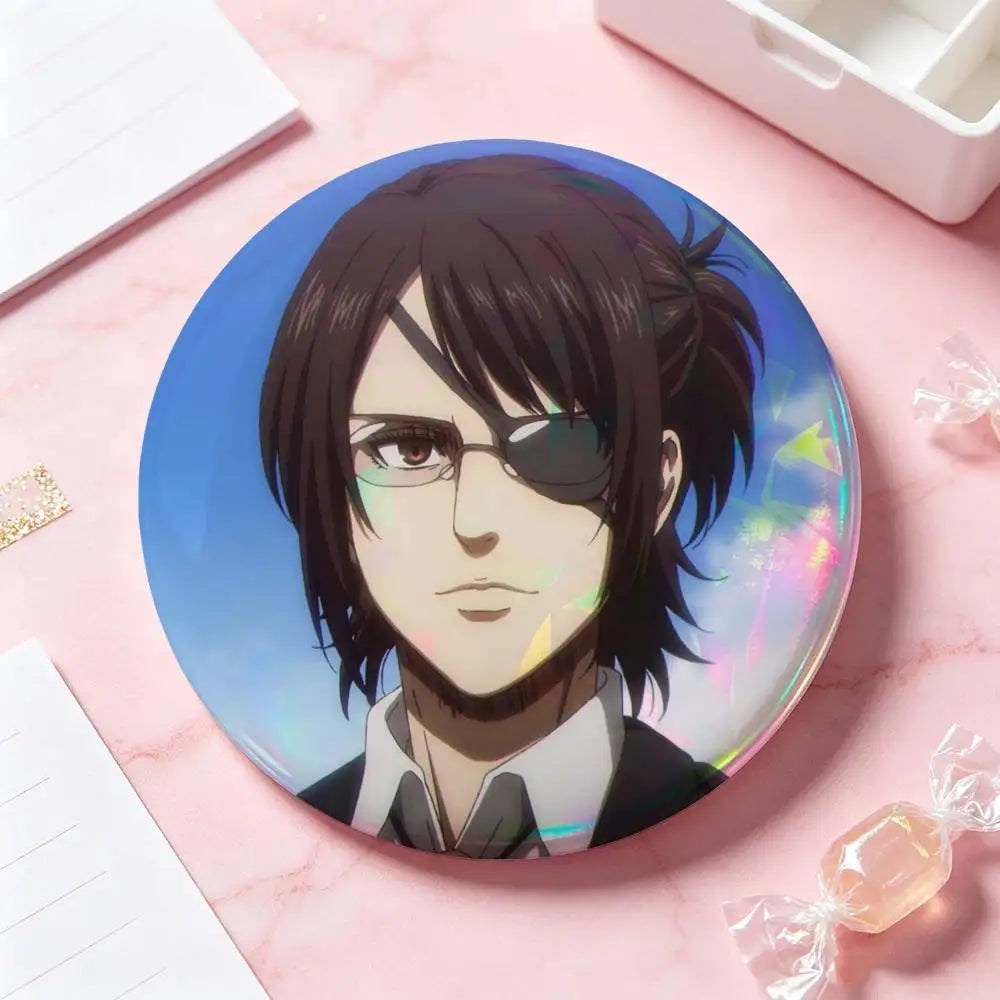 Hange Zoe Attack On Titan Anime Badges Button Round Creative Pin Brooch Badge Bag Decor Accessories Fans Collect Friends Gifts