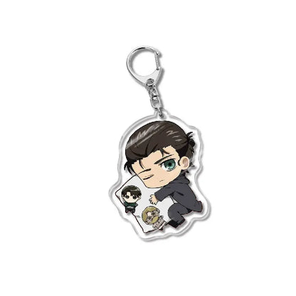 Attack On Titan Acrylic Figure Display Cartoon Keychain Eren Mikasa Levi Anime Desk Ornament Key Ring Accessories Q Version