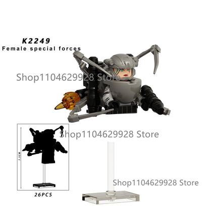 New KDL DJ Upgrade War-Damaged Skibidi Toilet Man Figures Anime Block Toys TvMan Titan Bricks Model Toy For Kid Birthday Gift
