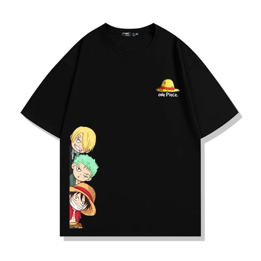One Piece Straw Hat Pirates Unisex T-shirt 2026 Summer New Popular Anime Printed American Casual Family Short Sleeved Top