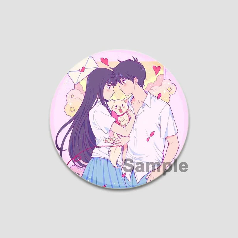 Kimi Ni Todoke Tinplate Pin Round Cartoon Snap-in Brooches