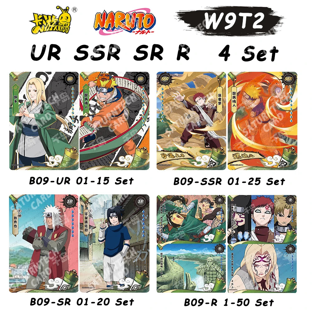 Kayou Naruto Card Set AR CR MR UR PTR SSR SR R T2W9 T4W8 Full Series Uzumaki Sasuke Hinata Uchiha Anime Collection Cards Toy Gif