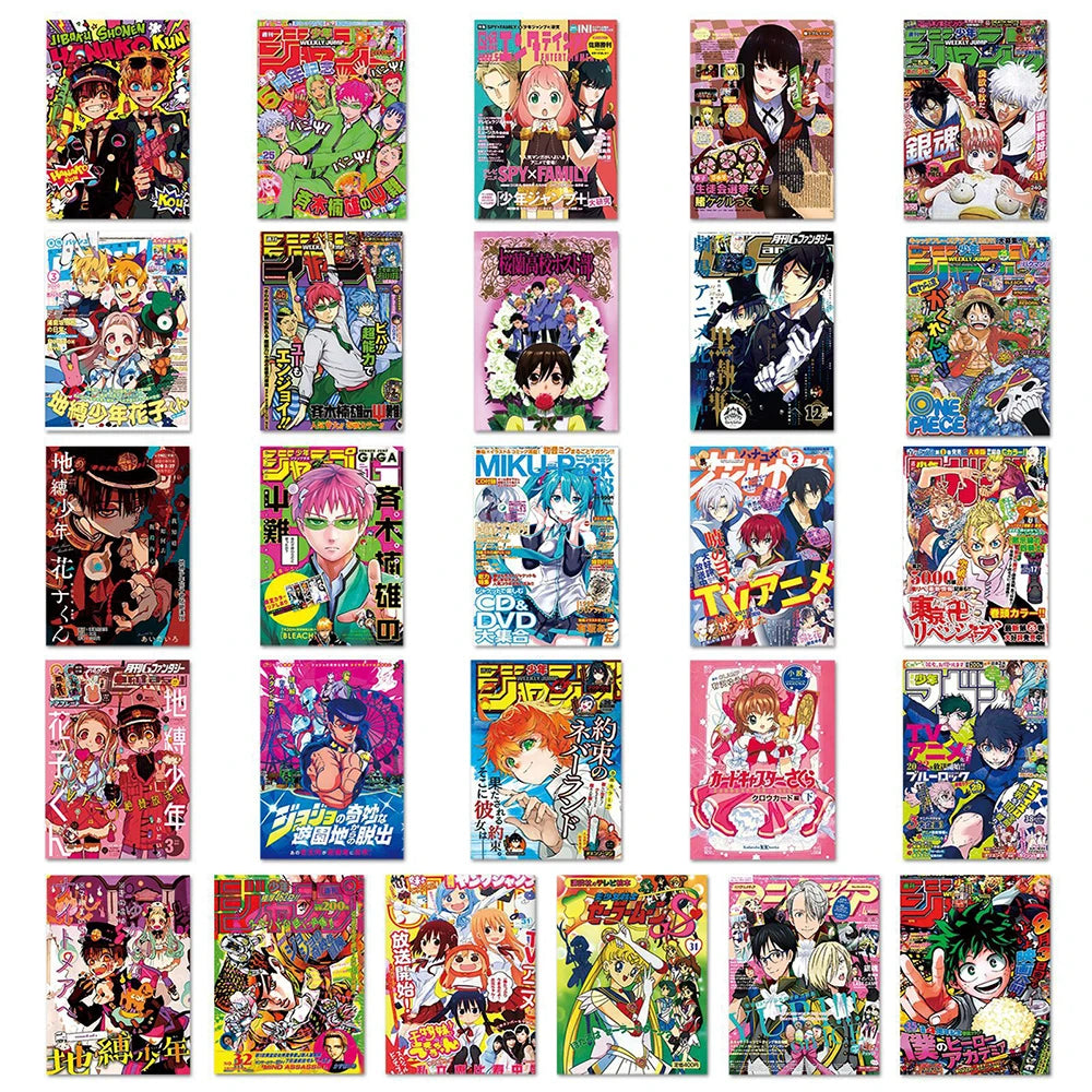 10/30/50pcs Mixed Japan Anime Poster Stickers Jujutsu Kaisen Attack on Titan Cartoon Decals DIY Laptop Skateboard Phone Sticker