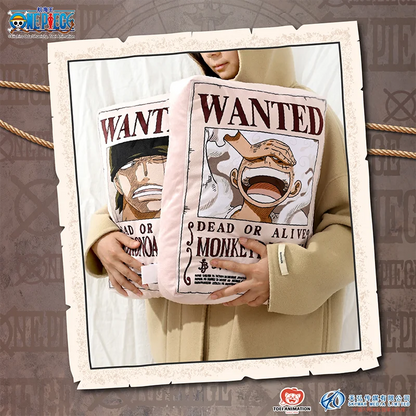 1pc Official One Piece Wanted Poster Cushion Pillow, Double-Sided Anime Throw Pillow Home Sofa Office Bedroom Collection Gift.