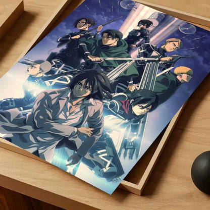 Anime Attack on Titan Poster Self-adhesive Art Waterproof Paper Sticker Coffee House Bar Room Wall Decor