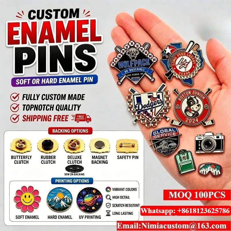 Custom Enamel Pins Personalized Metal Lapel Metal Badge Hard Soft Enamel Pin Wholesale Cute Anime Craft Brooch MOQ 100PCS