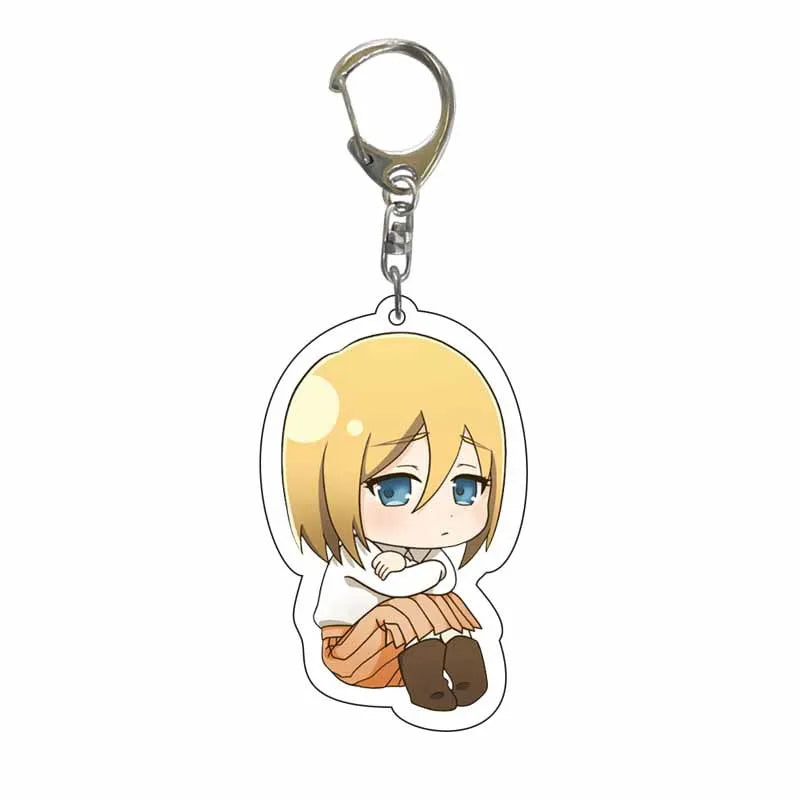 Attack On Titan Anime Peripheral Acrylic Figure Display Keychain Pendant Eren Mikasa Levi Creative Decorative Gift Accessories