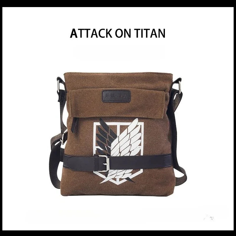Attack on Titan Wings of Freedom one-shoulder canvas bag creative high-value cartoon print large-capacity portable men's handbag