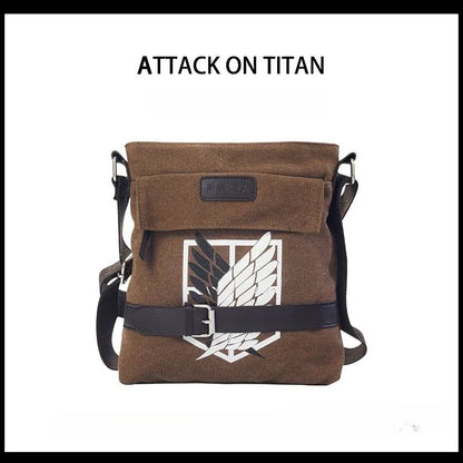 Attack on Titan Wings of Freedom one-shoulder canvas bag creative high-value cartoon print large-capacity portable men's handbag