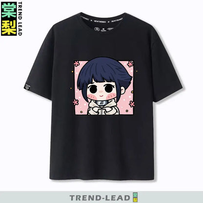 Naruto Q-version Uzumaki Naruto Obito Uchiha Sasuke Cartoon Character Children's Short Sleeved Loose Trendy Parent-child T-shirt