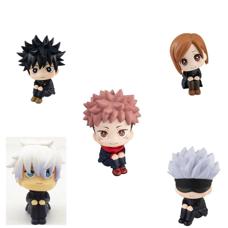 [Caliente] Jujutsu Kaisen Chibi Conjunto De Figuras Sentadas: Yuji, Gojo, Megumi, Nobara-gran Cabeza Lindo Anime Juguete Para