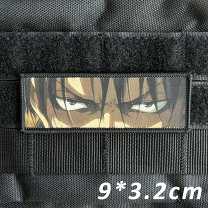 Attack on Titan Levi Ackerman Eyes Morale Badge Hook & Loop Anime Patch Printing Commander Tactical Backpack Sticker Appliques