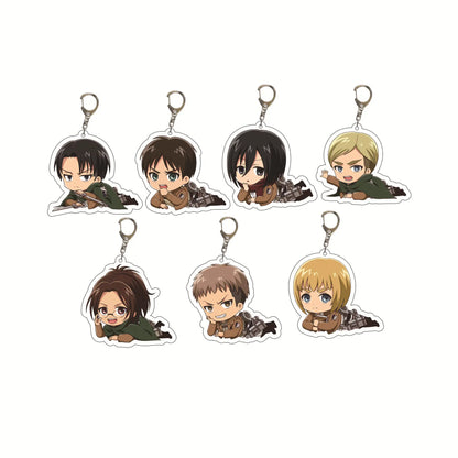 Attack on Titan Acrylic Keychain Custom Logo Print School Bag Creative Pendant Wholesale Stock