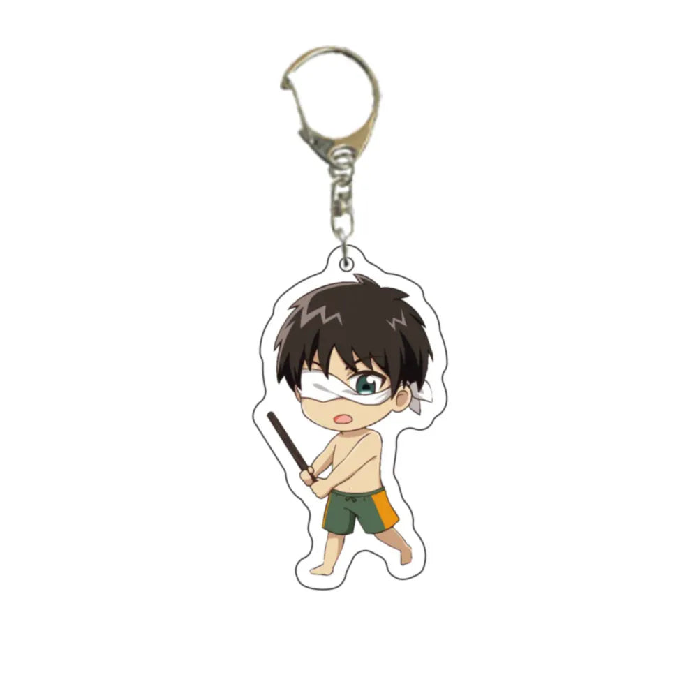 55MM Anime Attack on Titan Figure Eren Jaeger Mikasa Ackerman Armin Arlert Erwin Smith Levi Ackerman Acrylic Keychain Cute Gifts
