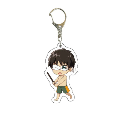 55MM Anime Attack on Titan Figure Eren Jaeger Mikasa Ackerman Armin Arlert Erwin Smith Levi Ackerman Acrylic Keychain Cute Gifts