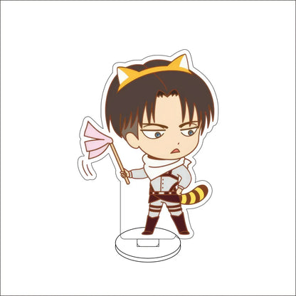 10CM Anime ‌Attack on Titan Cos Eren Jaeger Mikasa Ackerman Levi Ackerman Hanji Zoe Figure Acrylic Stand Cute Ornaments Gifts