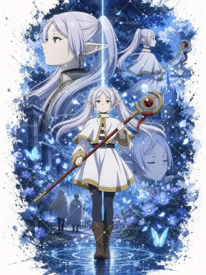 Magic Fantasy F-Frieren Beyond Journeys End Anime Canvas Painting Classic Elf Magic Girl Manga Art Poster Teens' Room Home Decor