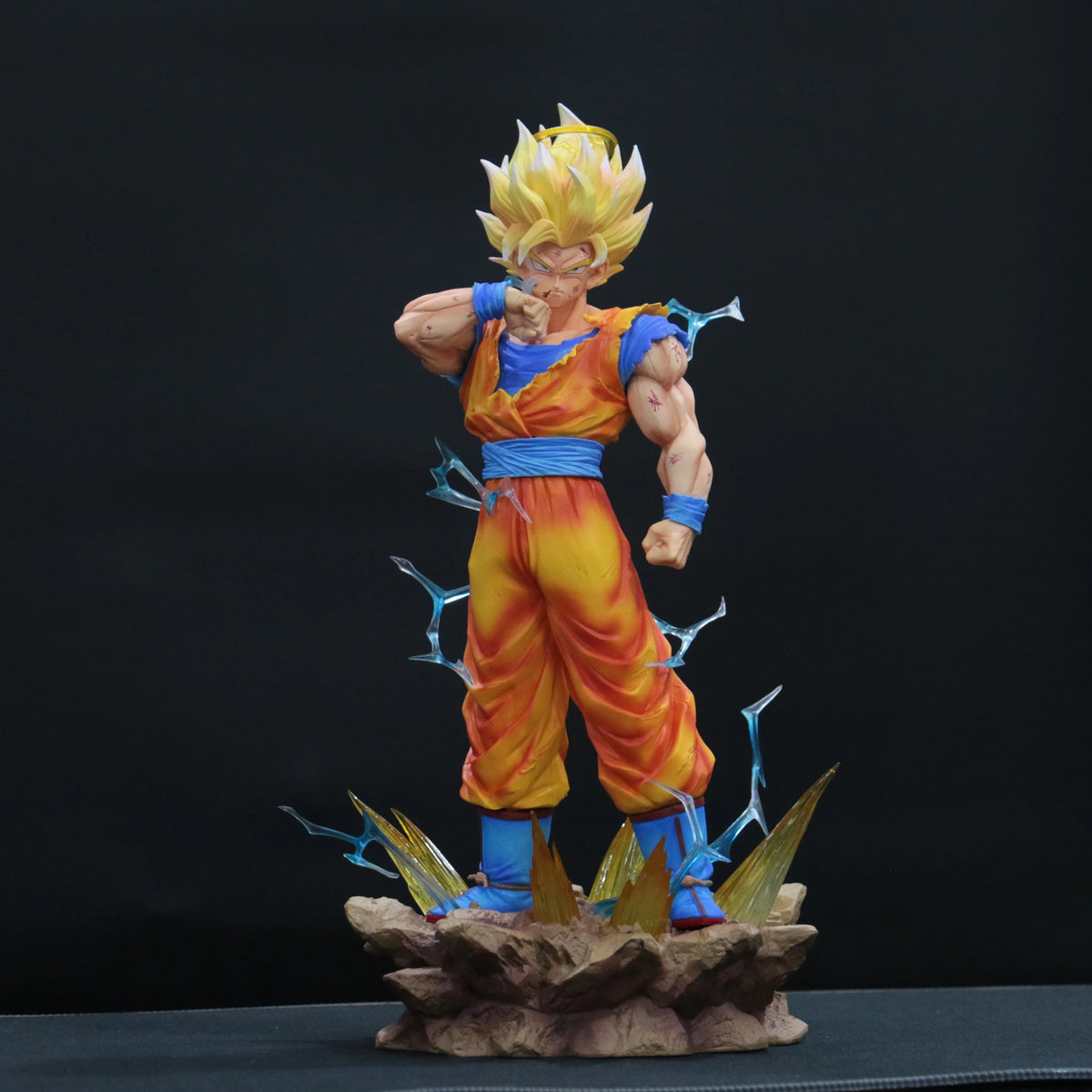 JJ Dragon Ball Z Son Goku Ssj2 Figure Led Base Super Saiyan 2 Goku Pvc Action Figures 33cm/12.99inch Collection Model Toys Gifts