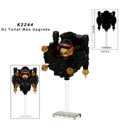 New KDL DJ Upgrade War-Damaged Skibidi Toilet Man Figures Anime Block Toys TvMan Titan Bricks Model Toy For Kid Birthday Gift