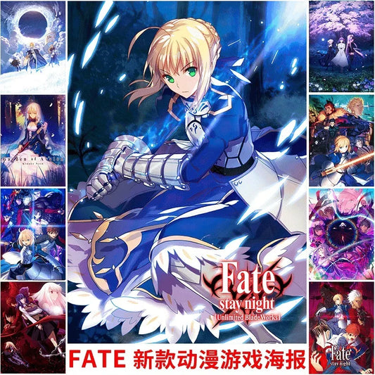 CanvasFATE poster game FGO Saber Destiny Designated Crown Position Two-dimensional Poster Animation Hang Painting Frameless