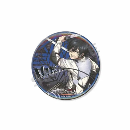 Attack on Titan Lapel Pins Creative Round Brooch Eren Yeager Levi Mikasa Cartoon Badge Pin Hat Clothes Accessories Jewelry Gift