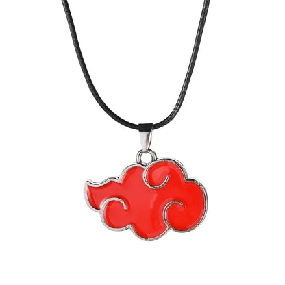 Hot Anime Konoha Necklace Akatsuki Red Cloud Pendant Uzumaki Anime Accessories Keychain Cosplay Akatsuki Itachi Cartoon Jewelry