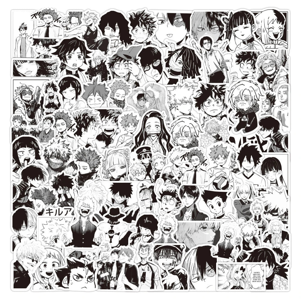 50/100pcs Cartoon Mix Anime Stickers Attack On Titan Jujutsu Kaisen Decals Skateboard Laptop Car Motorcycle Waterproof Sticker