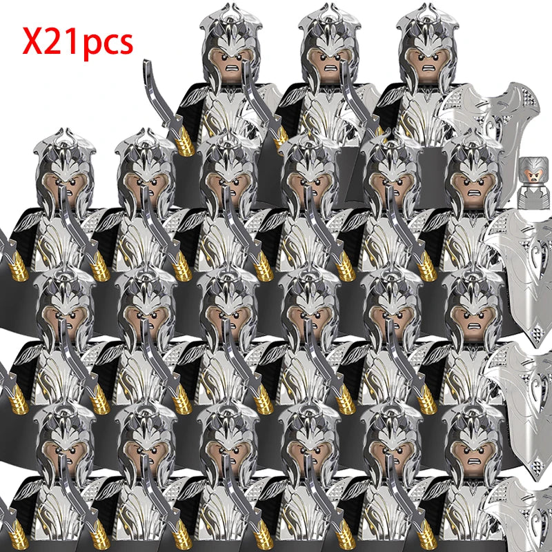 Lord Rings Elves Orcs Army Dwarf Rohan Mini Action Toy Figures Building Blocks Assembly Toys for Kids Birthday Gift