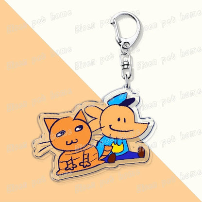 Dog Man Cat Keychain