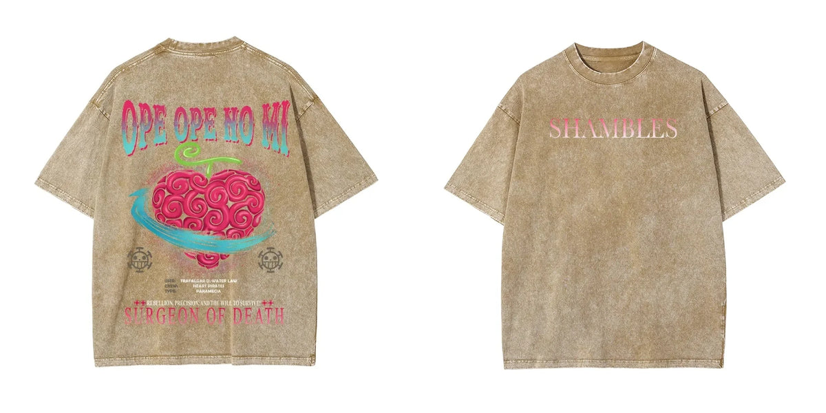 ONE PIECE Devil Fruit Print Retro Old T-shirt Casual Vacation Style Anime Style Street Short Sleeve Summer Men's  Women's Tops