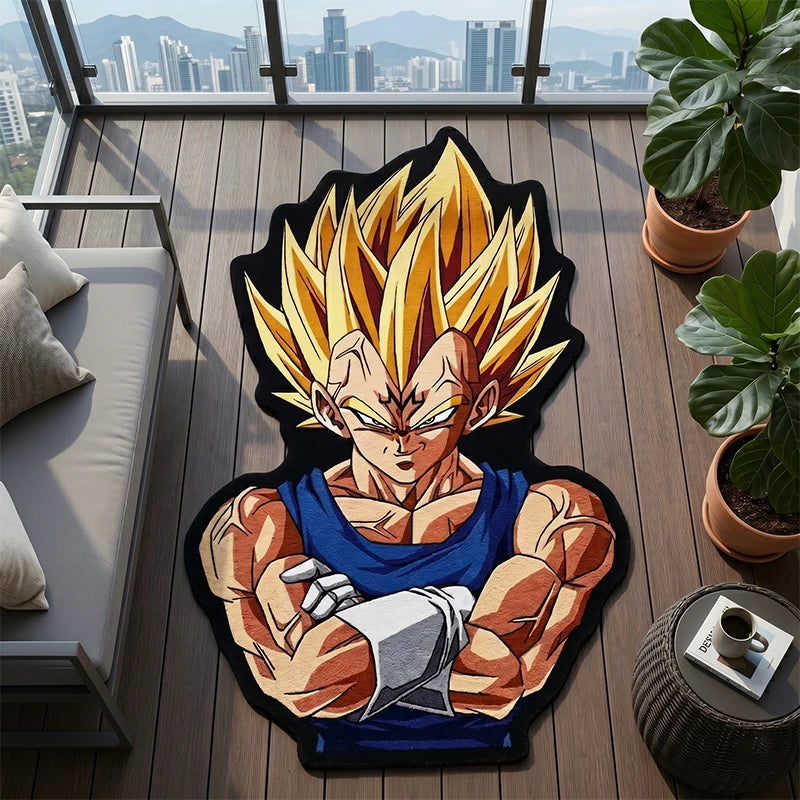 Dragon Ball Z Majin Vegeta Anime Fan Art Rug Non-Slip Irregular Shape Floor Mat Cool Gaming Room Decor Bedroom Carpet Gift