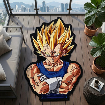 Dragon Ball Z Majin Vegeta Anime Fan Art Rug Non-Slip Irregular Shape Floor Mat Cool Gaming Room Decor Bedroom Carpet Gift
