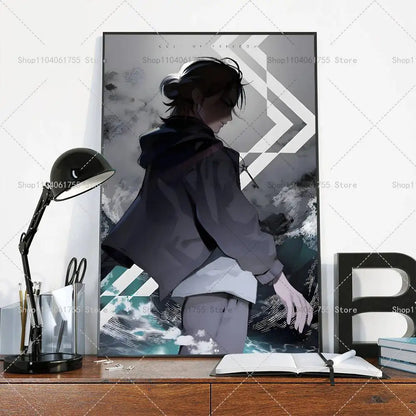 Anime Attack on Titan Eren Jeager Poster Self-adhesive Art Waterproof Paper Sticker Coffee House Bar Room Wall Decor