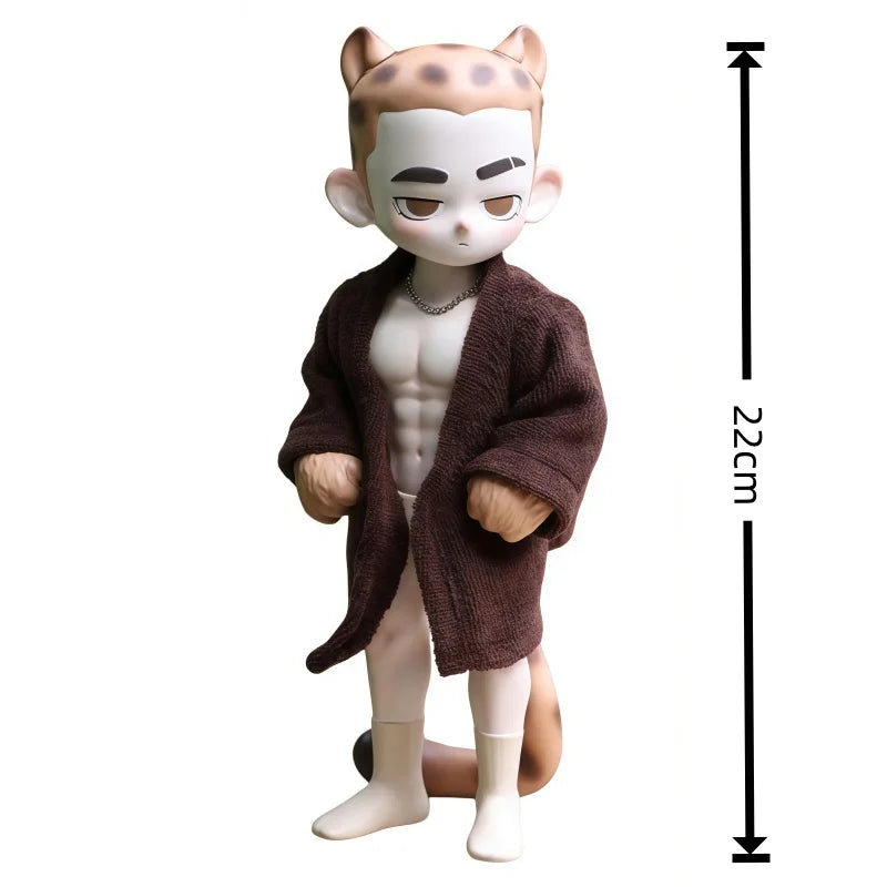 Toos Deer Head Boy Figure Muscle Guy Handsome Boy with Tattoo Warrior Doll Running Park Collection Ornament Accompany Gift