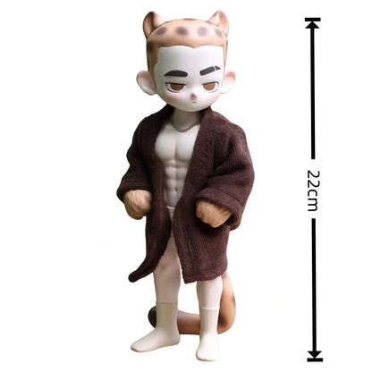 Toos Deer Head Boy Figure Muscle Guy Handsome Boy with Tattoo Warrior Doll Running Park Collection Ornament Accompany Gift