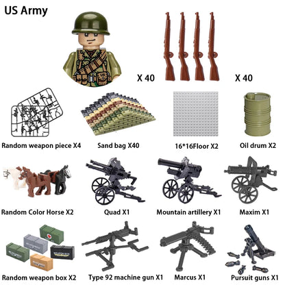 24pcs/batch WW2 Military Character WW2 Army Building Blocks Military Soldier Character Building Blocks Kids Holiday Gift Toys