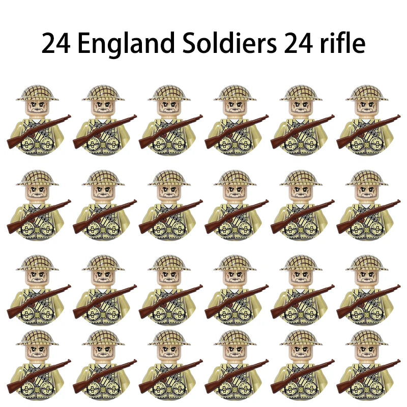 24pcs/batch WW2 Military Character WW2 Army Building Blocks Military Soldier Character Building Blocks Kids Holiday Gift Toys