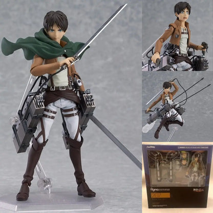 Attack On Titan Figma Eren#207 Levi#213 Erwin#446 Mikasa#203 Anime Action Figure Pvc Model Toy Collectible Desktop Ornament Gift
