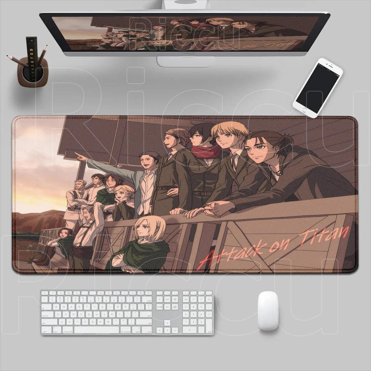 New HD Printing Attack on Titan Anime Desk Mat Large Lock Edge Mouse Pad Computer Mousepad Gaming Laptop Keyboard Mouse Mats Rug