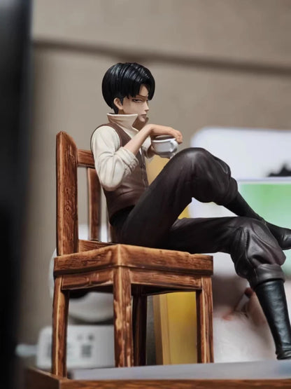 Attack On Titan Levi Ackerman Sitting Pose GK Figure Anime Statue Desktop Decoration Collectible Model For Anime Fans And Otaku