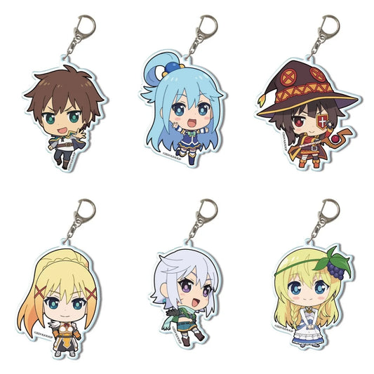 Anime KonoSuba Acrylic Keychain Pendant Bag Car Keychain Cell Phone Accessories Present Friend Christmas Gifts