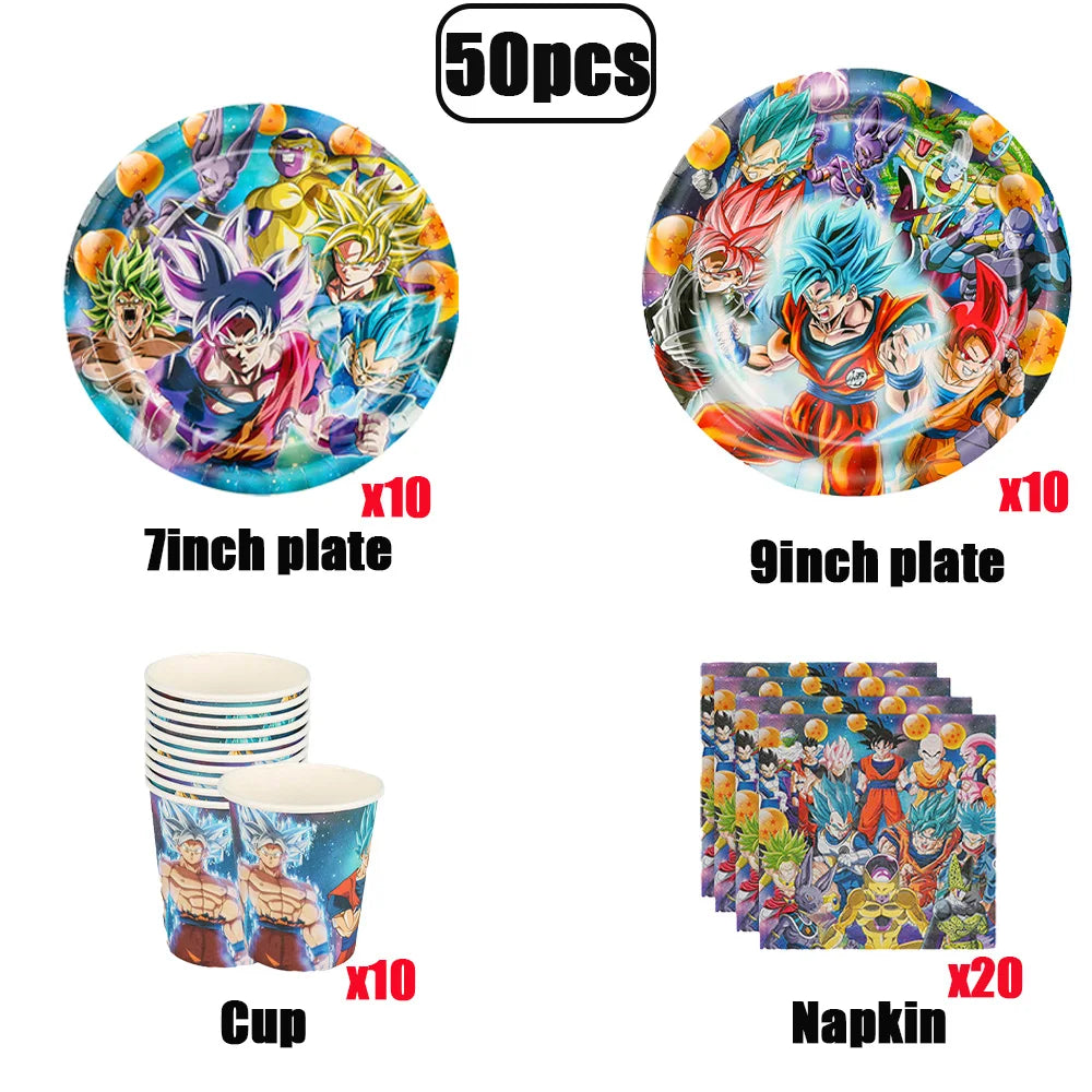 Dragon Ball Birthday Party Decorations Party Supplies Tablecloths Paper Cup Plates Napkin Gift Bags Banners Baby Birthday Shower