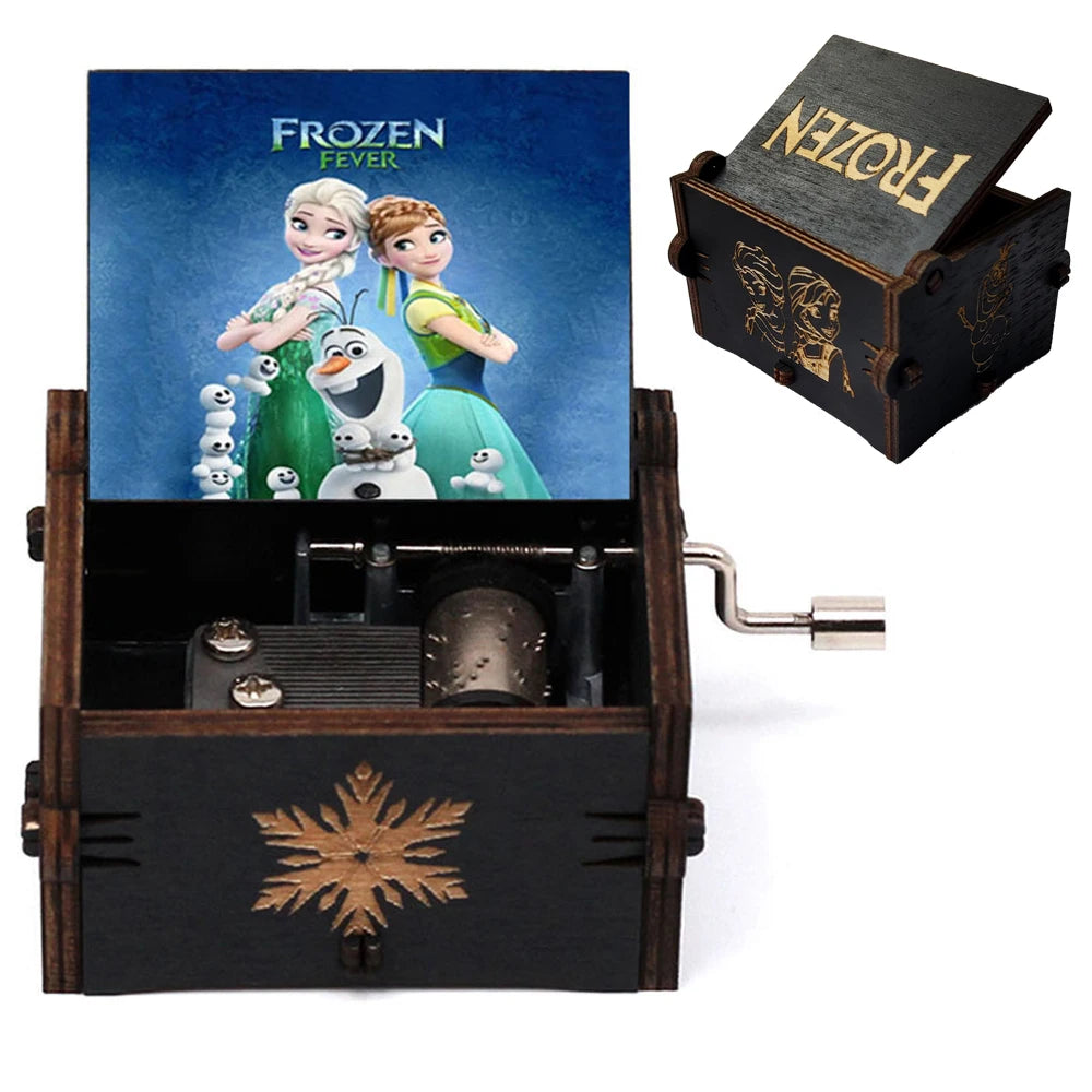 Wooden Black Attack on Titan Music Box Hand Cranked Home Decoration Carved Musical Box Halloween Valentine's Day Birthday Gift