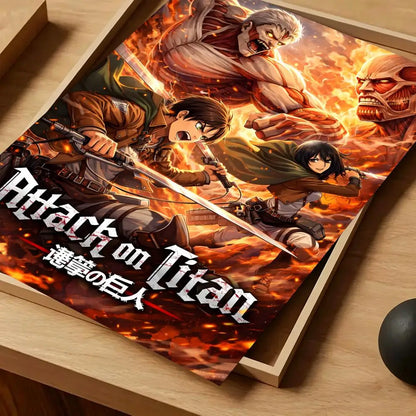 Anime Attack on Titan Poster Self-adhesive Art Waterproof Paper Sticker Coffee House Bar Room Wall Decor