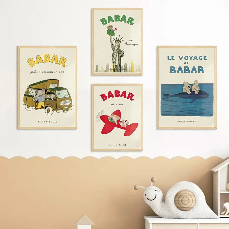 Babar Family Car Canvas Poster