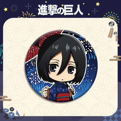 Attack on Titan Double Flash Badge 201 230 Anime Merchandise 75mm 58mm Plain Surface Laser Silver Glitter Pin Character Series