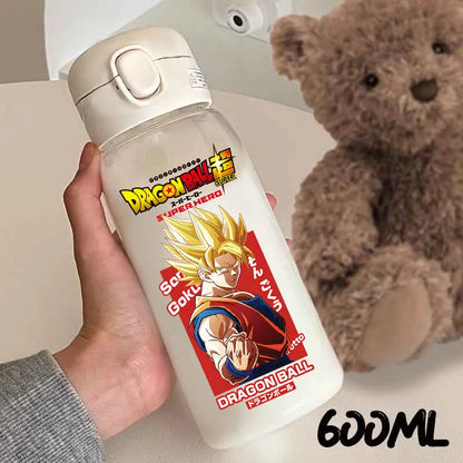 For Dragon Ball Straw Bottles 600ml Vegeta Goku Transparent Plastic Anti Drop Water Bottle Students Outdoor Capacity