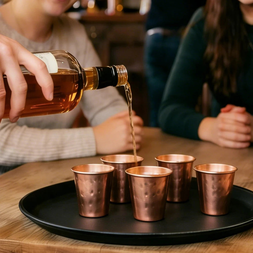 6cs 8Pcs New 100% Copper Cups Pure Solid  Moscow Mule PURE Copper Mugs-Shaped 2oz Cocktail Cups Beer Milk Mug Drinkware